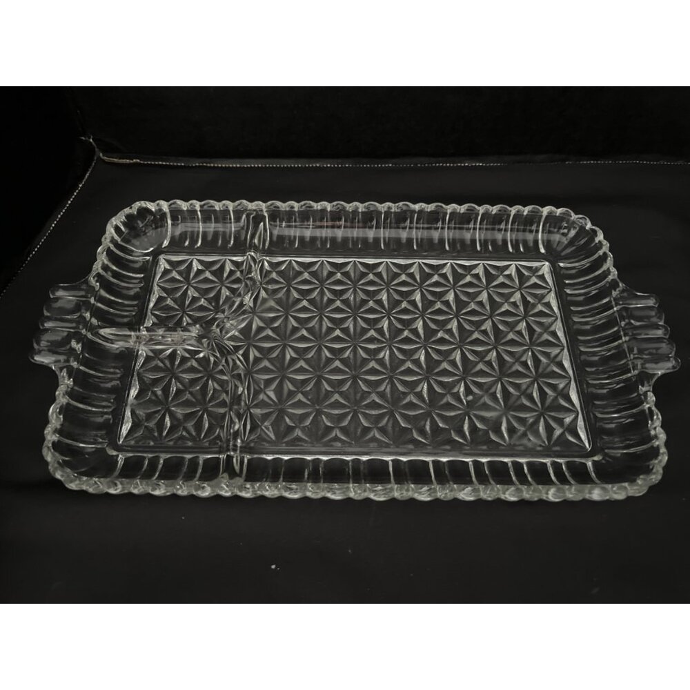 Anchor Hocking Vintage Pressed Glass Snack Lunch Trays, Set of 4 1950’s